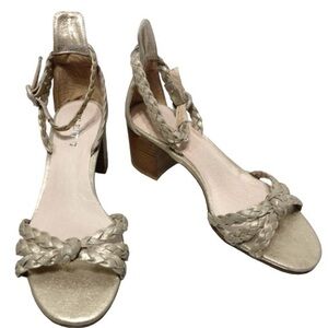 NEW W/O Box - Silent D Raxiera gold braided leather block heel sandals.